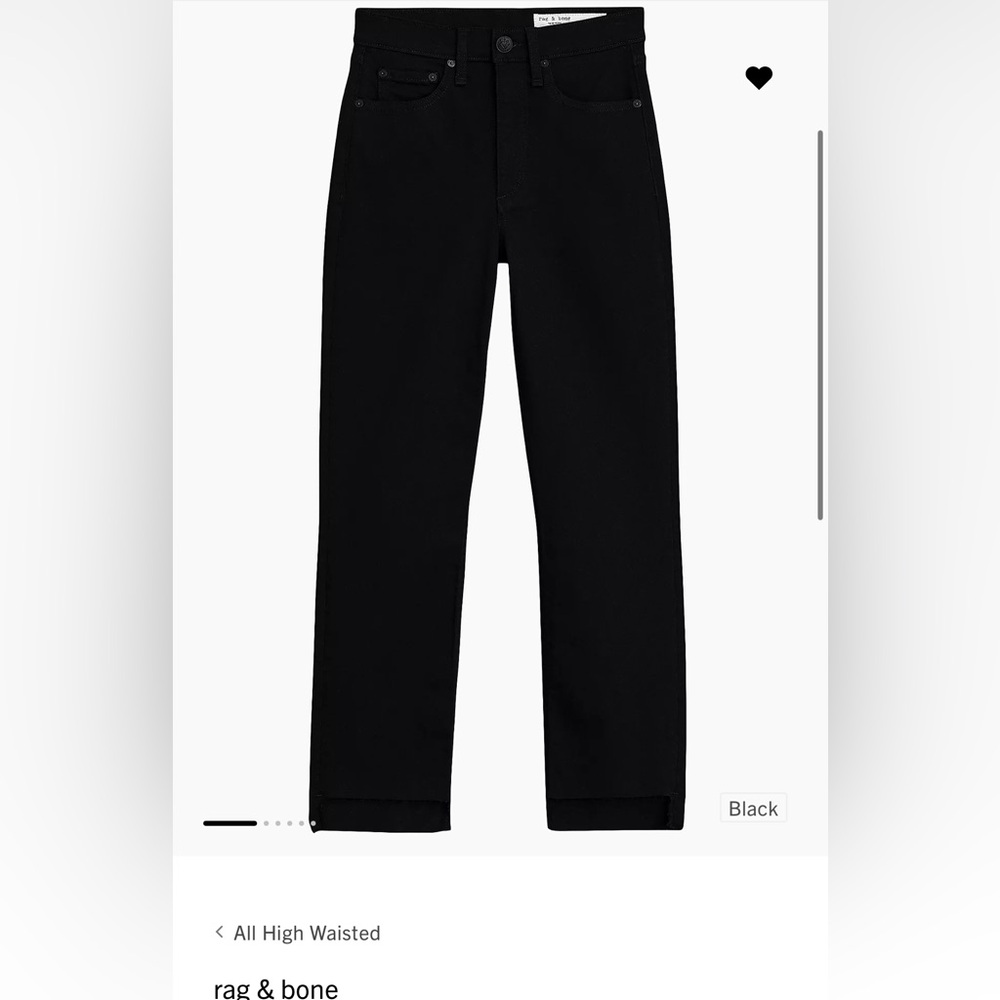 Rag and bone black high rise ankle slim jeans NWT Size 24